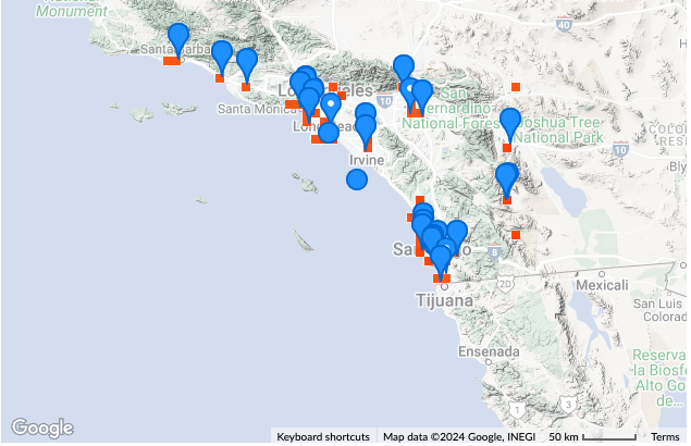 Map showing locations of observations reported on iNaturalist